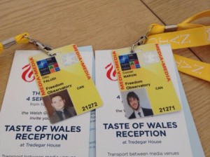 Media accreditation for students Otto Faludi and Connor Marvin for the Wales NATO Summit last month