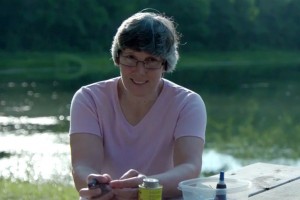 photo of Prof. Bridget Stutchbury in a scene from "SongbirdSOS"