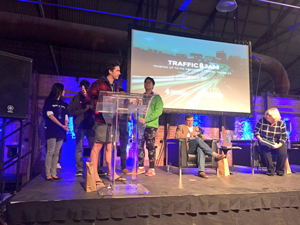 photo of Team RueView presenting their prototype at TrafficJam