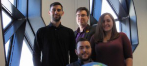 photo of Jake Kloos, Professor John Moores, Christina Smith and Casey Moore