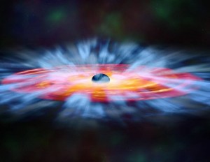 artists illustration of winds around a black hole