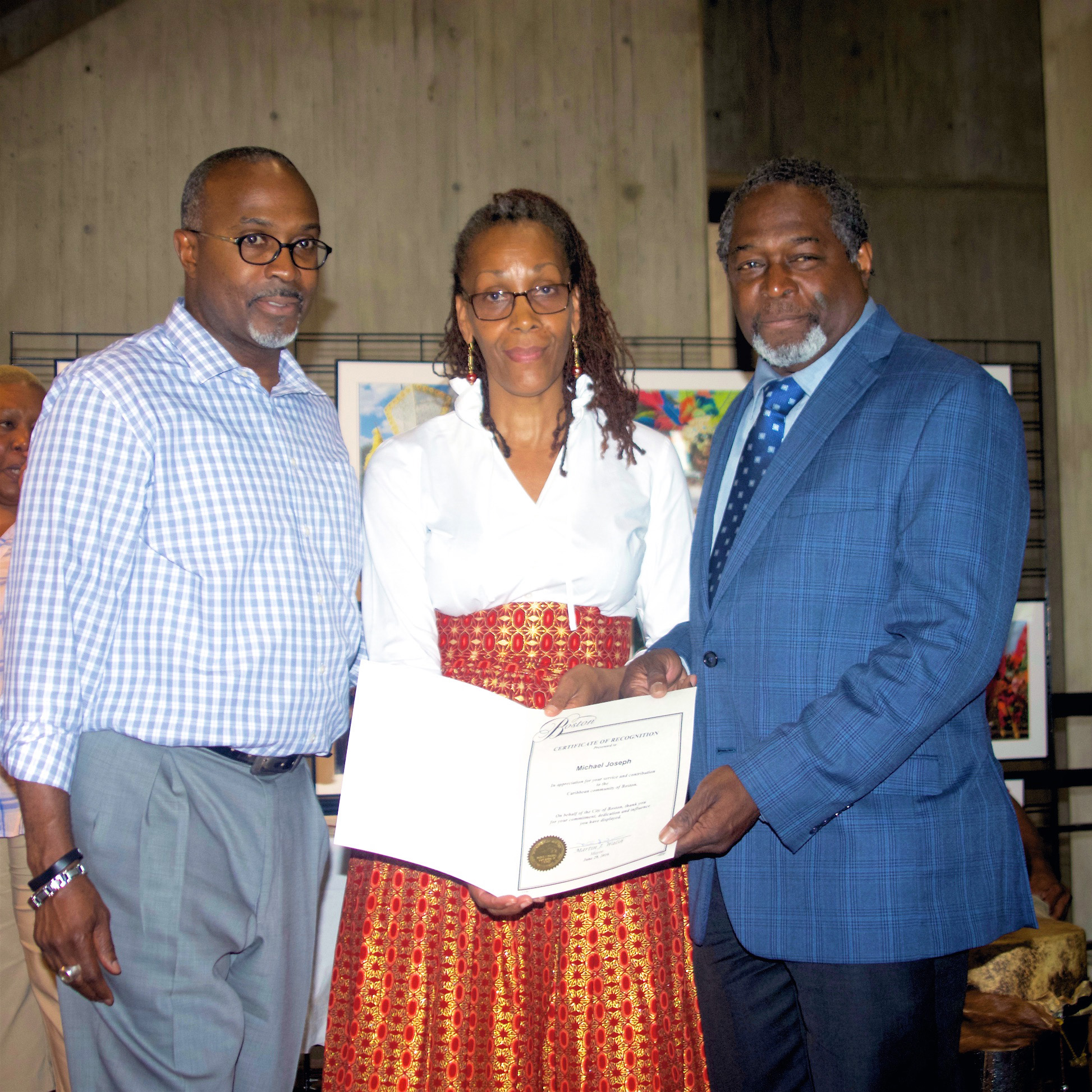 photo of MES student Michael Joseph receiving the Boston Certificate of Recognition