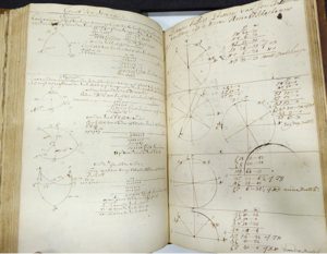 photo of an open book with hand drawn images