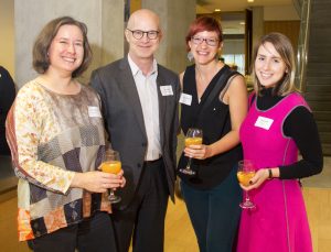 photo of student Alison Humphrey, FGS Associate Dean Academic Mike Zryd, and students Melonie Wilmink and Sydney Tyler