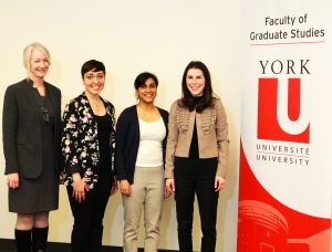 photo of Dean Barbara Crow, Elisea De Somma, Tehmeena Chaudhry and Shira Yufe