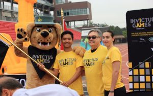 photo of Vimy, Invictus Games mascot, Flag bearers Sayam Khan, Schulich School of Business student, Professor Walter Perchal, York University, Giovanna Cioffi is a three-time graduate of York University
