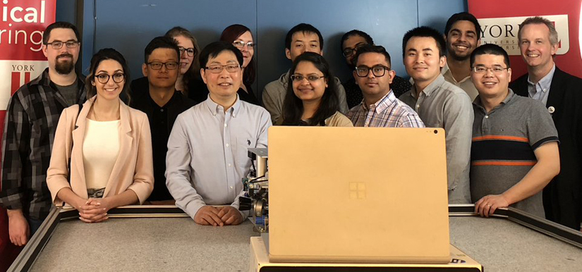 photo of Research Chair in Space Technology at York University, George Z.H. Zhu and team