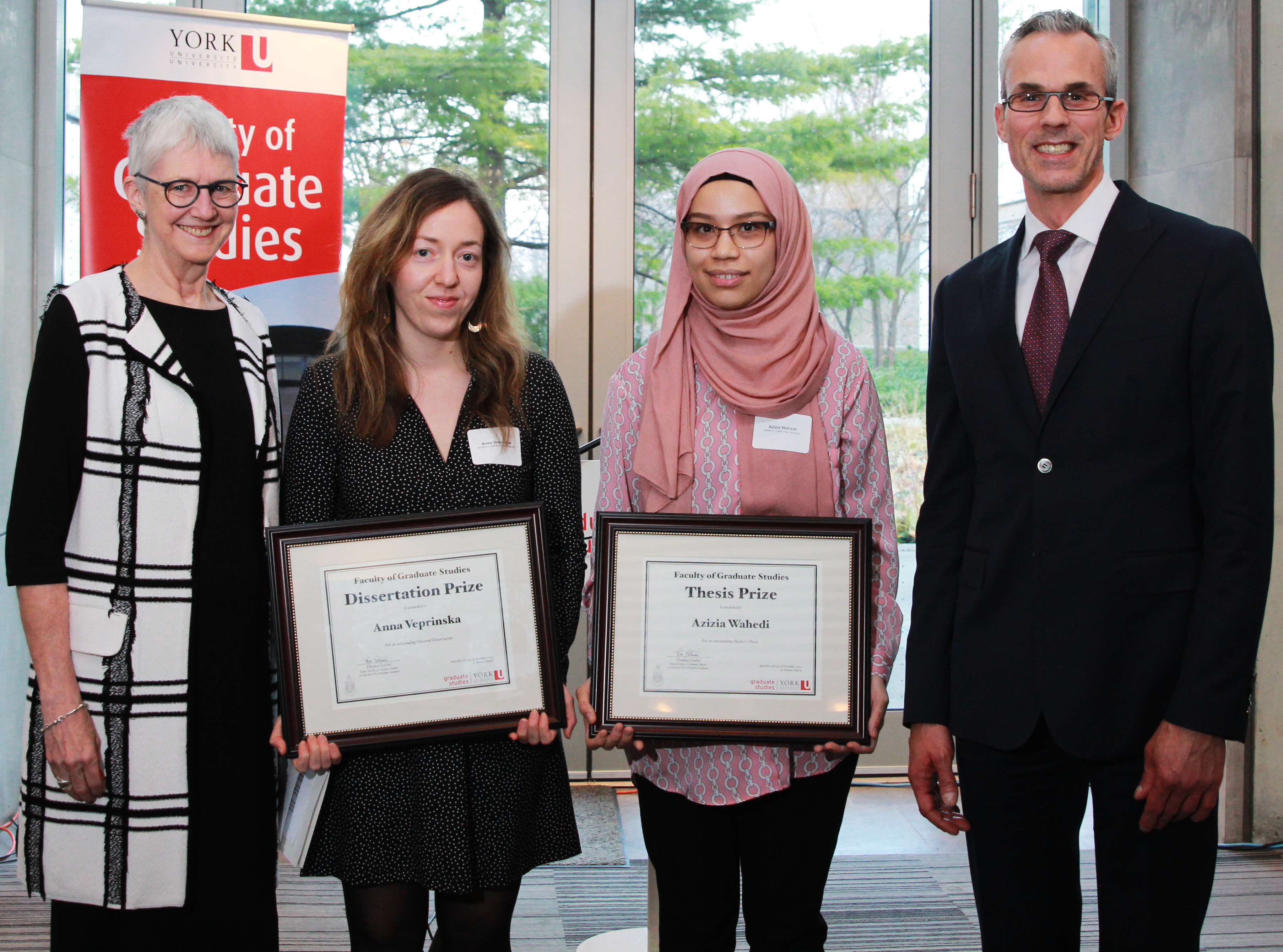 photo of from left, Dr Alice Pitt, Anna Veprinska, Azizia Wahedi, and Dr Thomas Loebel