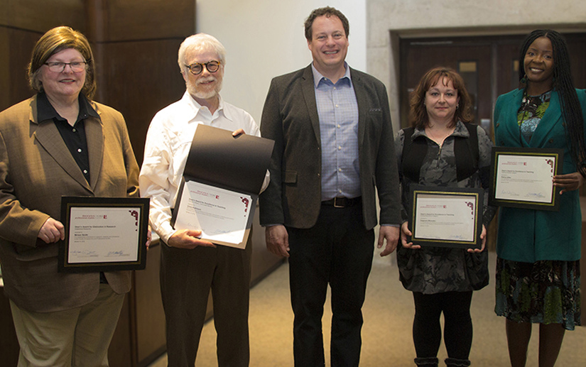 photo of Miriam Smith, Chris Robinson, LA&PS Interim Dean JJ McMurtry, Dagamara Woronko and Patrice Allen.