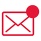 an icon of an envelope with a large red circle in the upper right corner