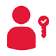 icon of a generic person figure and a key