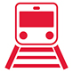 icon of the front of a transit train on a track