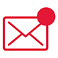 icon of an envelope with a circle in the upper right corner