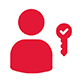 icon of a generic person figure and a key