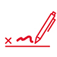 icon of a pen signing by a letter x